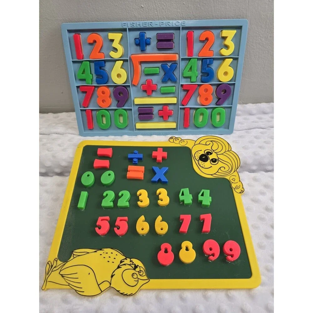 Vintage Fisher-Price Magnetic Alphabet Letters Numbers Set Hong Kong School Tray